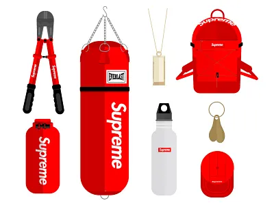 Essentials 5panel backpack brand clothes essentials flat icon illustrator red streetwear supreme vector