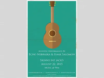 Echo Nebraska & Isaak Salomon at Skinny Fat Jack's acoustic concert folk gig poster green guitar music paper