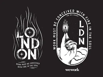 LDN shirt fire flames grime hand london match t shirt wework
