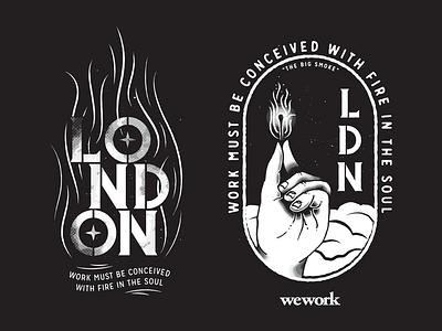 LDN shirt fire flames grime hand london match t shirt wework