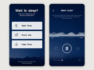 Shhh App appstore audioplayer blue dark music night player relax shhh sleep sounds waves