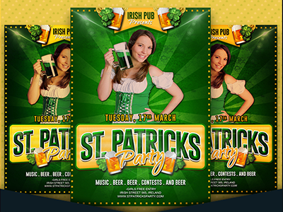 Free St Patricks Party Flyer PSD Template bar beer fest club free flyer freebie nightclub party flyer photoshop template psd psd template st patrick st patricks day