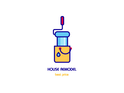 House remodel brush fancy flat style home renovation house remodel icon illustration logo logotype paint