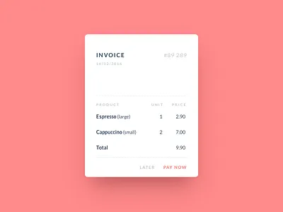 Invoice card clean dailyui e commerce invoice modal overlay pop up simple ui ux