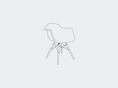 No 1 armchair chair deiv eames furniture hairline icon illustration interior outline plastic