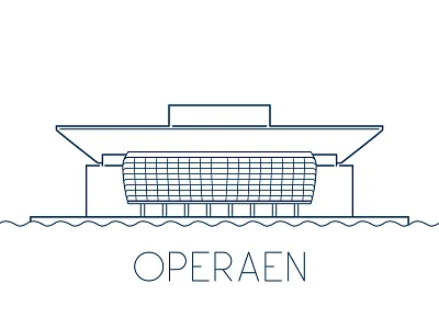 Copenhagen Opera House lineart minimalism typography vector