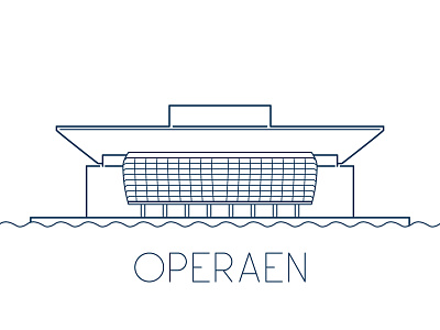 Copenhagen Opera House lineart minimalism typography vector