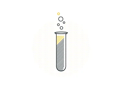 Experimenting black bubble dots experiment gold icon iconography ios science test tube vector