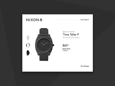 Day UI 012 - E-Commerce Shop (Single Item) black cart dailyui dark ecommerce item nixon noir shopping watch widget