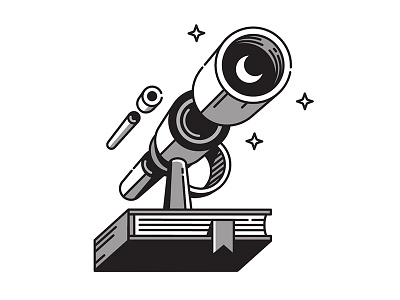 Can you guess what it is? astronomy black and white books illustration line art minimalism product star telescope vector