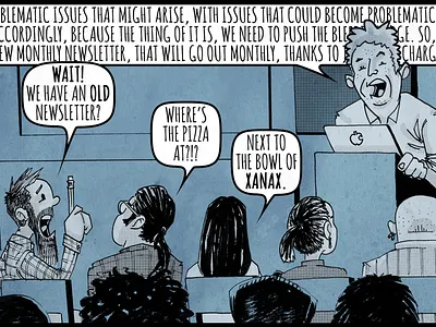 Overit Monthly Newsletter Comic basso cartoon character comic digital illustration illustrator lawnz lawrence traditional