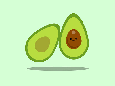 Avoca-do avocado cute flat food green health illustrator kawaii seed shadow vector