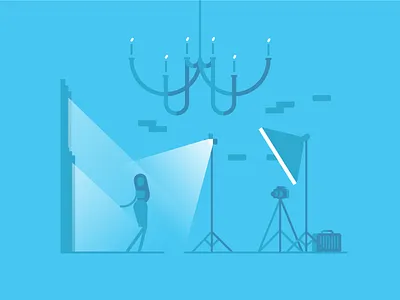 Production space chandelier monotone photography studio