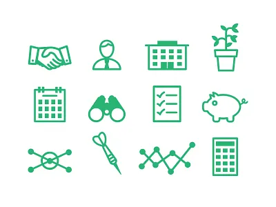 Fiscal Icons charts dart fiscal handshake icons piggy bank plant