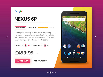 Nexus 6P Product Card Widget card google mobile phone product ui ux widget