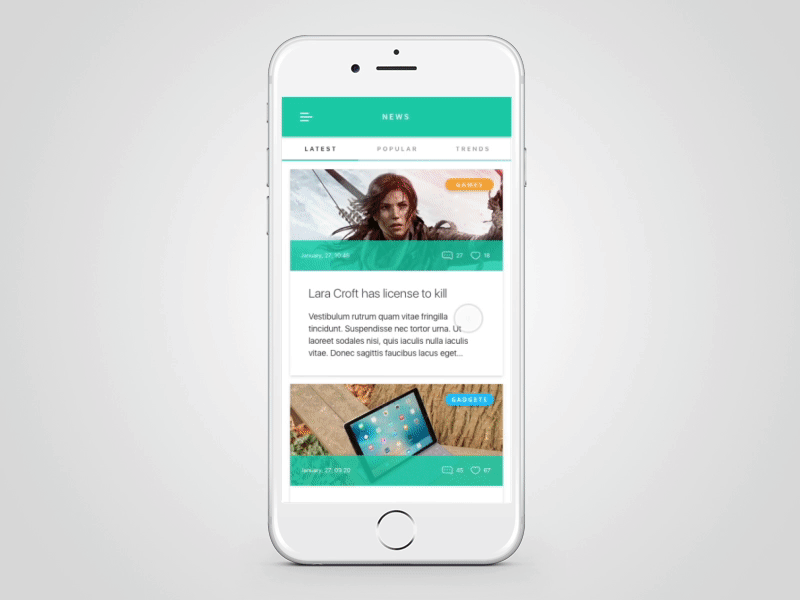 Nick Parker Daily UI #17 animation app feed gif inspiration iphone mobile news nickparker ui