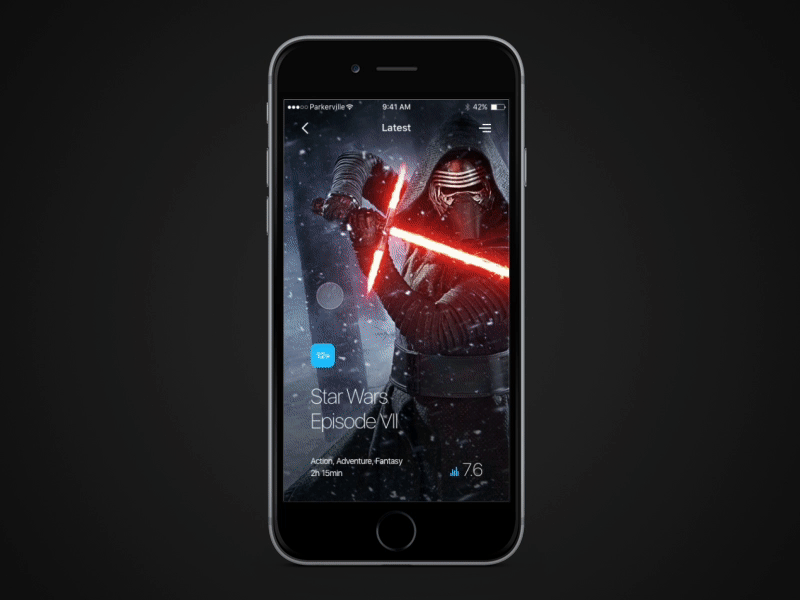 Nick Parker Daily UI #16 animation batman deadpool films gif inspiration iphone mobile motion nickparker starwars ui