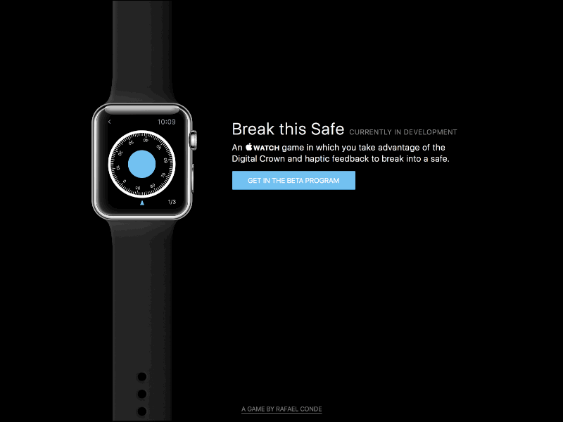 Break this Safe – Landing Page animation apple watch blur game web