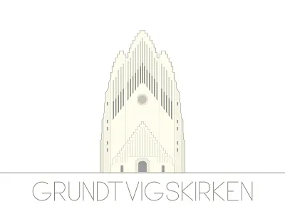 Grundtvig's Church lineart minimalism typography vector
