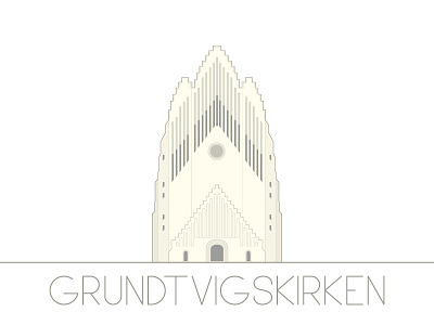 Grundtvig's Church lineart minimalism typography vector