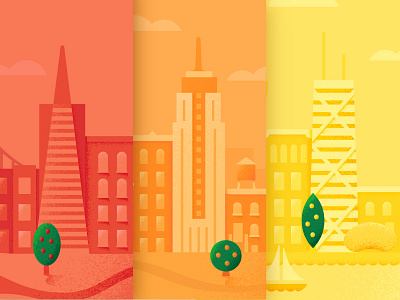 City Illustrations cities fruit illustration trees