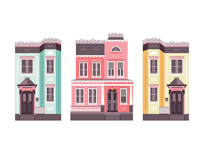 Houses apartment city flat house illustration richmond rowhouse rva urban