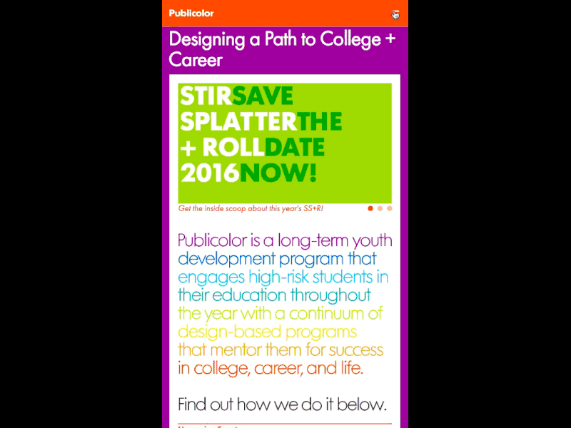publicolor.org (mobile menu) color publicolor ui ux web design web development