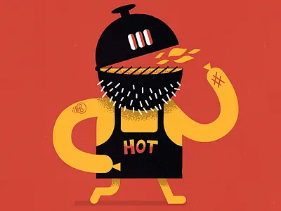 Grill man grill hot sausage