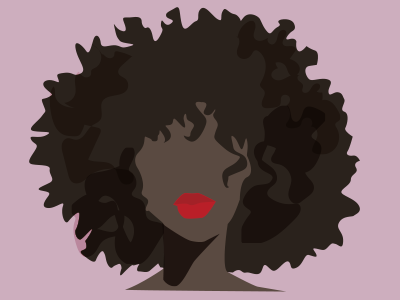 Curly Q girl illustration portrait vector
