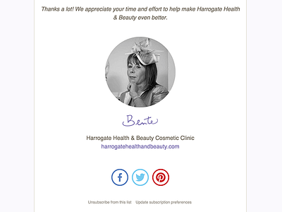 Harrogate Health & Beauty email design email marketing harrogate mailchimp