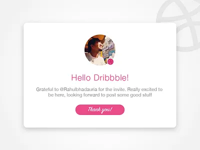 Hello Dribbble! card debut delhi gurgaon haryana hello india profile ui welcome