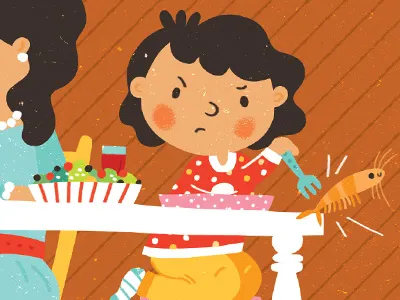 Chasing Prawns christmas illustration kidlitart kids illustration prawn prawn illustration spain spanish christmas