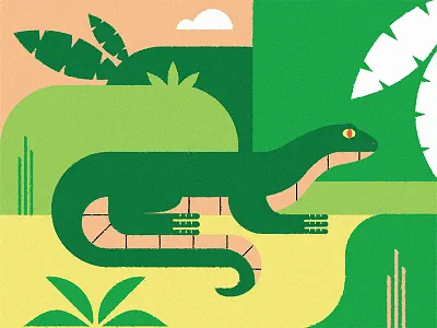 Lizard animal field illustration lizard nature palmtrees reptile trees tropical vector