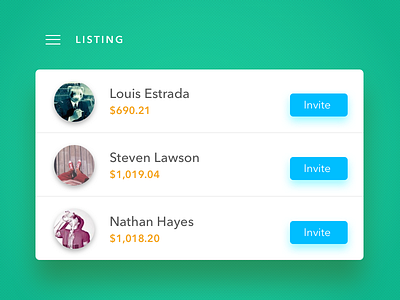 Listing app invite listing tab