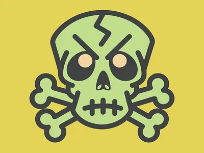 Franken-Skull crossbones frankenstein illustration pale skull vector yellow