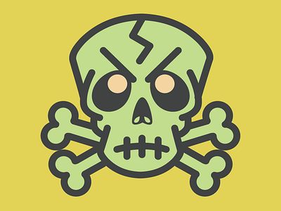 Franken-Skull crossbones frankenstein illustration pale skull vector yellow