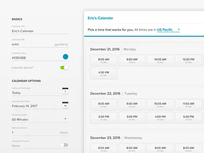 Calendar Editor admin appointment calendar design editor interface schedule tool ui ux web