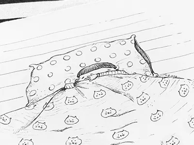 Rainy day, sleepy day. art bed blanket doodle drawing girl illustration illustrator ink