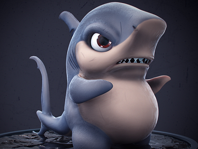 Sharky 3d 3dsmax cartoon character keyshot sculpt zbrush