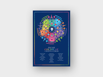 A Head Full of Dreams a head full of dreams balloons circle of life coldplay colorful icons illustration poster stipple texture tour