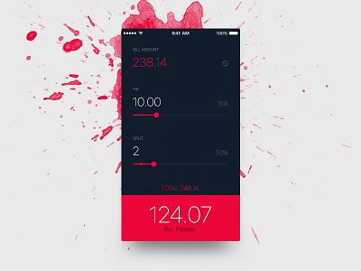 Daily UI 004 - Calculator 004 app black calculator dailyui dark flat red tip ui uiux ux