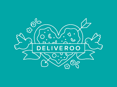 Pizza Heart Valentines Day Illustration banner birds deliveroo flowers heart illustration pizza valentines