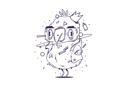 Bird bird character comic disintegration fiction graffiti illustration night portrait science space