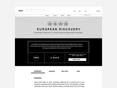 Web Wireframe travel