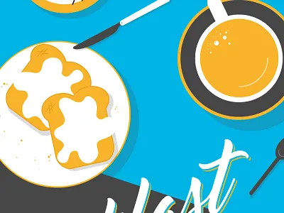 Breakfast Club • Details breakfast coffee flat illustration jam knife spoon tea toast