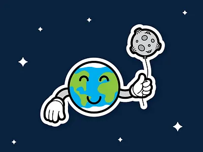 Balluna balloon earth happy moon shirt space sticker