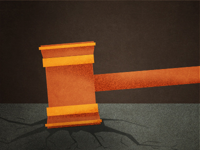 Justice crack gavel ground illustration justice texture