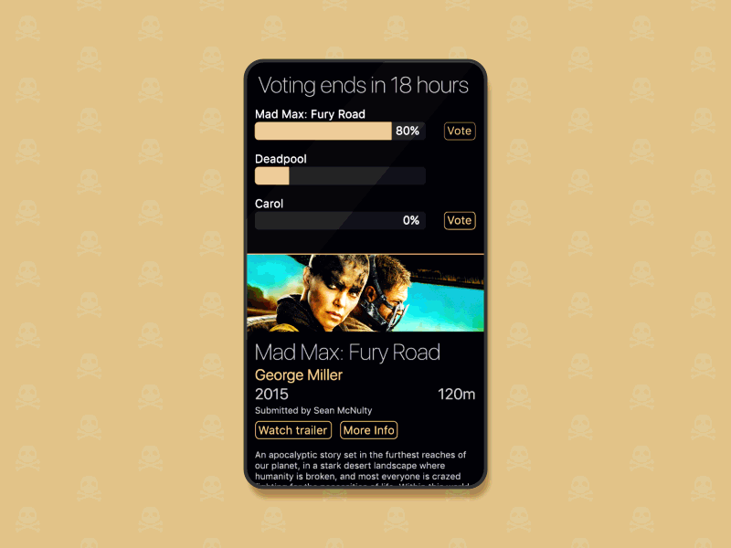Film Club app deadpool ios mad max movies ui voting