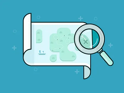 Map ⚓️ boat earth glass illustration magnifying glass map paper roadmap