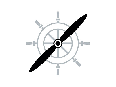 Skyport Icon black gray identity logo nautical propeller seaplane ship wheel